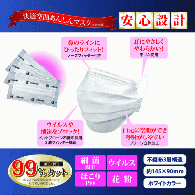 個包装 快適空間 あんしんマスク 小さめサイズ 30枚 ホワイト ホワイト 3層構造 送料無料 使い捨て サイズ 女性用 Aks の通販はau Pay マーケット Aks Outlet