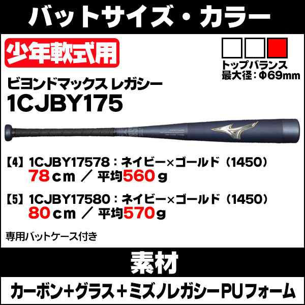 少年野球バット / ビヨンドマックスレガシー 少年軟式 ミズノ ビヨンド レガシー バット mizuno 1cjby164 1cjby175  1cjby164-175の通販はau PAY マーケット - スポーツ・ショップ・ムサシ | au PAY マーケット－通販サイト