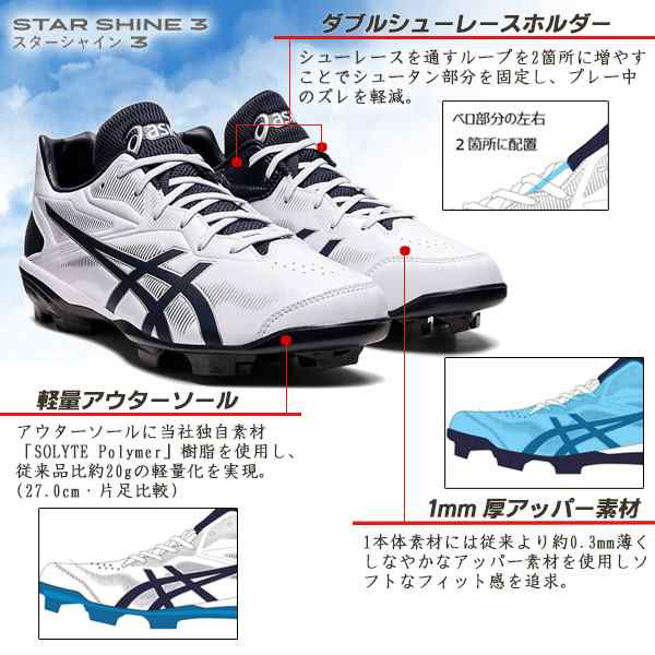 スパイク 少年野球 ソフトボール アシックス ジュニア 小学生 中学生 高校 メンズ スターシャイン 3 ポイント asics 1123a033の通販はau  PAY マーケット - スポーツ・ショップ・ムサシ