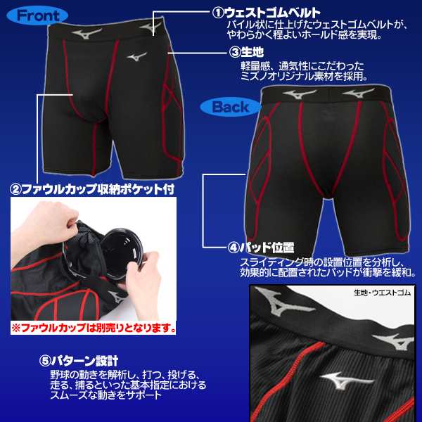 ミズノ スライディングパンツ ジュニア 130〜160 パッド付き ファウルカップ 収納式 パンツ スラパン 野球 ソフトボール 少年野球  mizuno｜au PAY マーケット