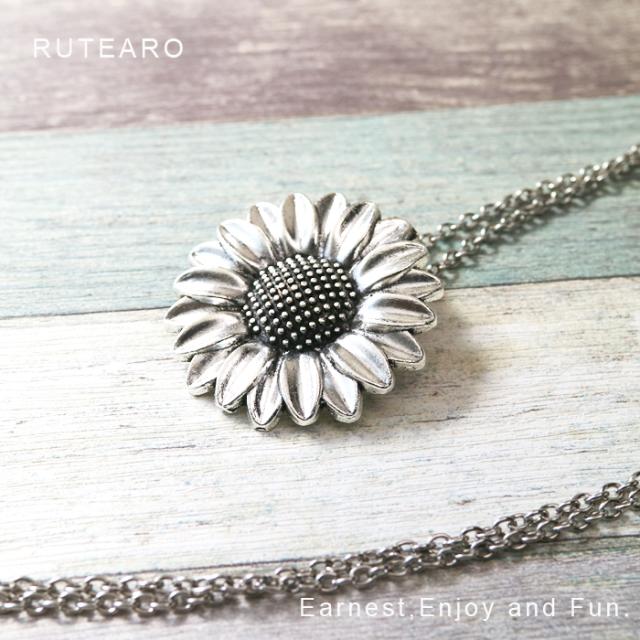 ひまわり ネックレス アクセサリー レディース シルバー 花 ペンダント 女性 向日葵 レトロ ひまわり ネックレス アクセサリー レディース シルバー 花 ペンダント 女性 向日葵 レトロ