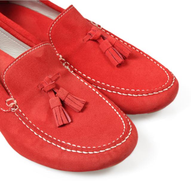 ラルディーニ LARDINI ドライビングシューズ タッセルスリッポン UK5 レッド スエード イタリア製 メンズ 靴 革靴 紳士靴 【中古】|au PAY マーケット