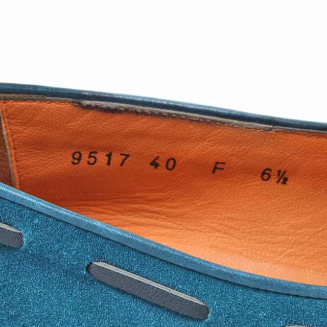 サントーニ SANTONI スリッポン UK6.5F ブルー ターコイズ スエード イタリア製 メンズ 靴 革靴 紳士靴 【中古】｜au PAY  マーケット