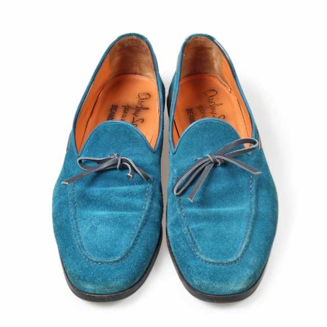 サントーニ SANTONI スリッポン UK6.5F ブルー ターコイズ スエード イタリア製 メンズ 靴 革靴 紳士靴 【中古】｜au PAY  マーケット