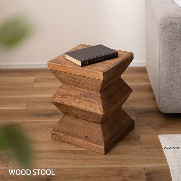 塊の存在感 天然木 パイン古材 スツール サイドテーブル 送料無料 木製
