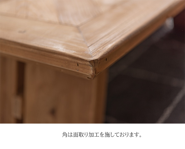 古材の温もりと重厚感 リビングテーブル 130×70 送料無料 ヘリンボーン センターテーブル 木製 ローテーブル おしゃれ ヴィンテージ 天然木 ナチュラル ソファー用テーブル 長方形 高さ40 パイン材_3