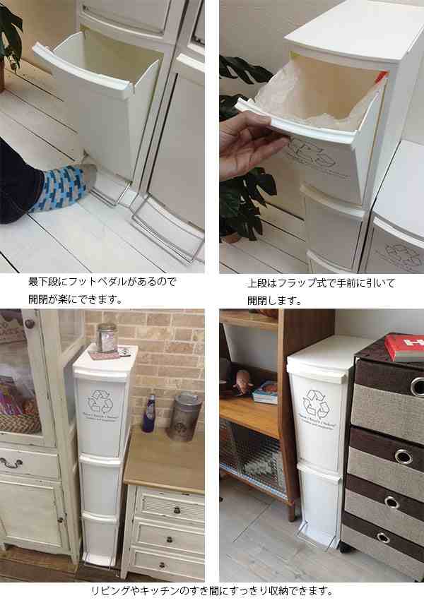 隙間にスッポリ3階建て 3分別 ダストボックス 送料無料