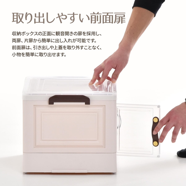 3個セット 積んでも取り出せる前扉付き 収納ボックス 小 【送料無料】 3段 コンテナボックス プラスチック ふた付き スタッキング 積み重ね キャスター付き 折りたたみ 透明 コンパクト カラーボックス_7