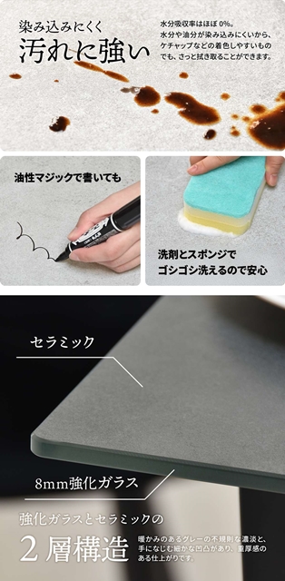 CERABILL　収納付きダイニングテーブル　幅120&ボックスチェア　3点セット CESE0367 ダイニングセット テーブル・椅子２脚セット セット商品 シンプルスタイル モダン 角型 ガラス セラミック_4