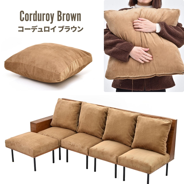 連結できる 一人掛けソファー 4脚セット オットマン付き 【送料無料】 4人掛けソファー 天然木 ヴィンテージ おしゃれ 木製 インテリア エイジング クッション 組み合わせ L字 リビングソファー アイアン 脚付き カウチソファー_16