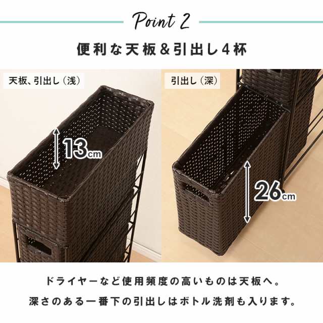 湿気に強い人工ラタン ランドリーチェスト スリム 4段 引き出し 幅15.5cm 完成品 送料無料 トイレラック すき間収納 奥行40 バスケット  の通販はau PAY マーケット - houseBOAT au PAY マーケット店