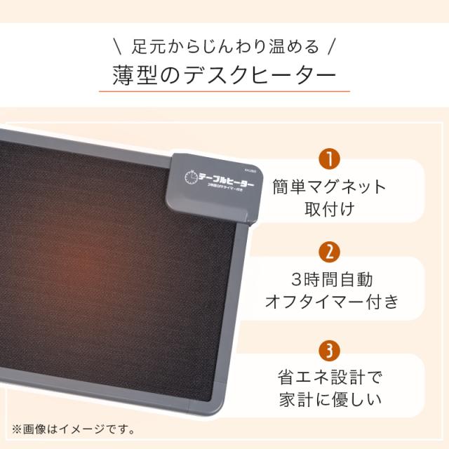 【5台セット】 デスク下にピタッ マグネット付き デスクヒーター 【送料無料】 オフィス 足元 おすすめ パネルヒーター 省エネ 消し忘れ タイマー付き_3