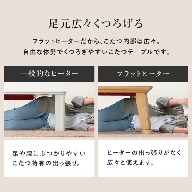 カーボンフラットヒーター こたつセット 長方形 120×80 【送料無料】 おしゃれ ウォールナット アッシュ 突板 薄型ヒーター パネルヒーター こたつ布団 セット 2人 4人_12
