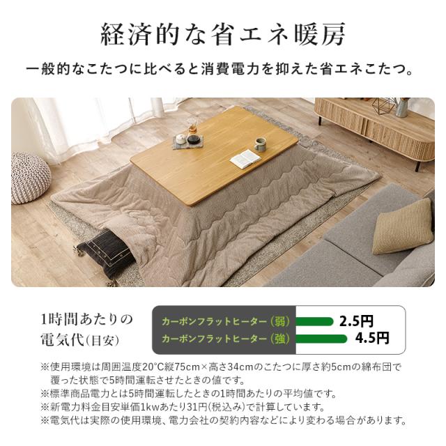 カーボンフラットヒーター こたつセット 長方形 120×80 【送料無料】 おしゃれ ウォールナット アッシュ 突板 薄型ヒーター パネルヒーター こたつ布団 セット 2人 4人_13