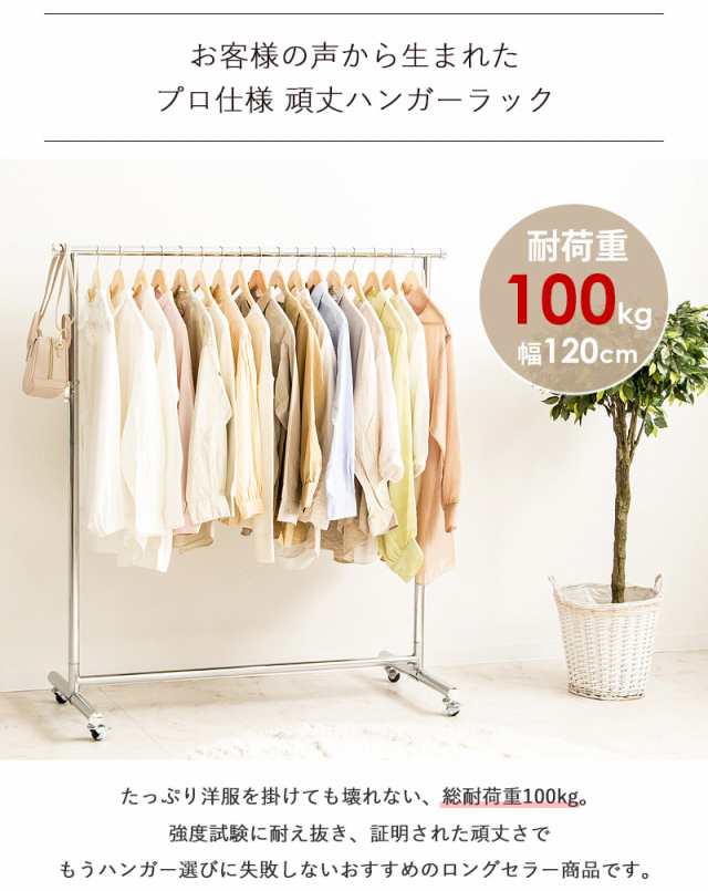 プロ仕様 耐荷重100ｋｇ 頑丈 ハンガーラック 幅120 【送料無料