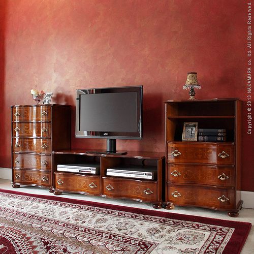 イタリア製を手の届く価格で クラシック テレビボード 幅110cm 送料無料 テレビ台 アンティーク ローボード 110 象嵌 イタリア ロココ調家具 激安 安い 姫系家具 おしゃれ_1
