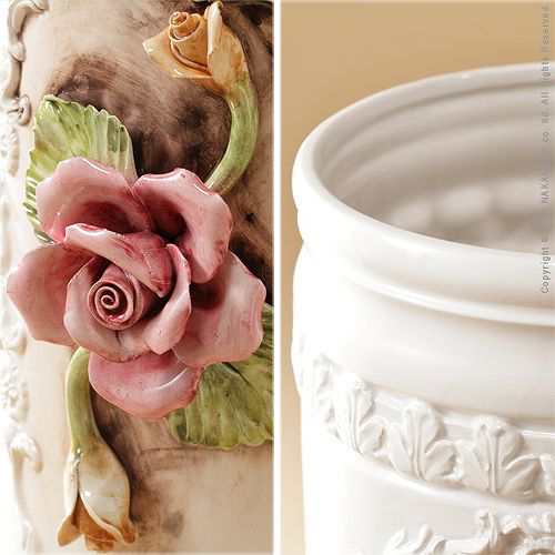 伝統のイタリア陶器を玄関に ヴェローナ 傘立て 送料無料 陶器 ホワイト 白 陶製 傘たて アンティーク おしゃれ イタリア製 薔薇柄 花柄 ｜au  PAY マーケット