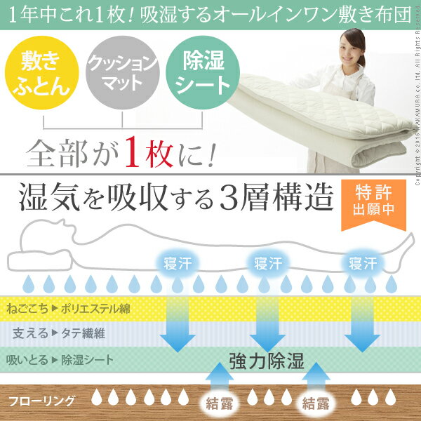 毎日干したての気持ちよさ 除湿シート入り 敷き布団 セミダブル 送料無料 敷きパッド 高反発 除湿シート 布団 除湿マット 吸湿マット 夏用 洗える 除湿マットレス 安い 防カビ 軽い 薄い 夏用敷きパッド_1
