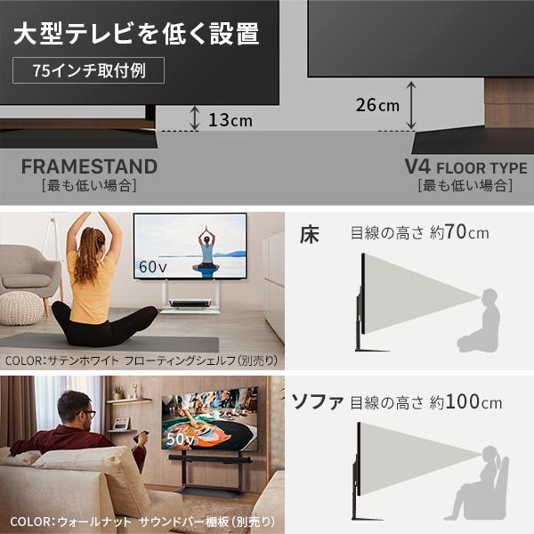 組み立て設置サービス付き WALL 壁寄せ テレビスタンド FRAME 【送料無料】 首振り インテリア 壁掛け テレビ台 テレビボード 薄型 省スペース おしゃれ スイング ロータイプ おすすめ 自立_10