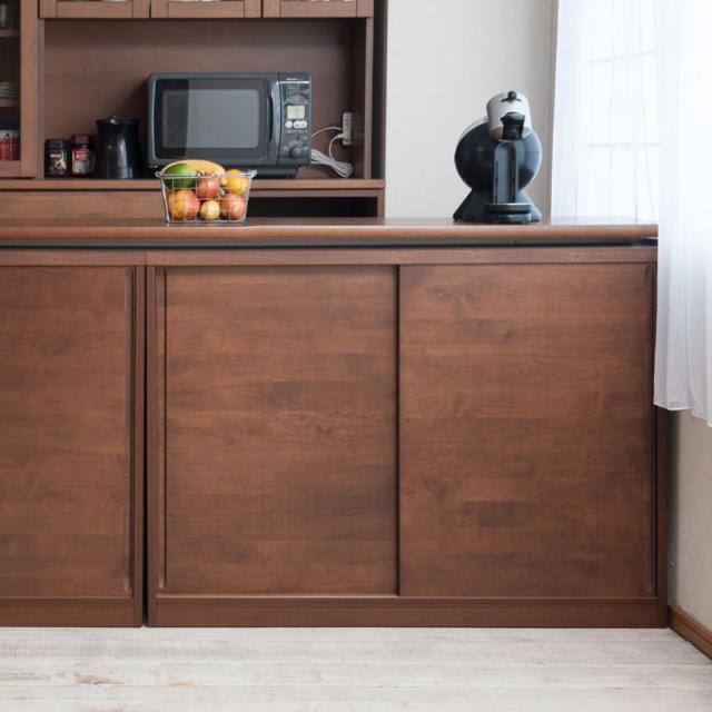 品質の高い 日本製 完成品 天然木 カウンター下収納 引き戸 奥行30 幅120 送料無料 リビングキャビネット 木製 おしゃれ アルダー材 北欧 高級感の通販は 43,990円