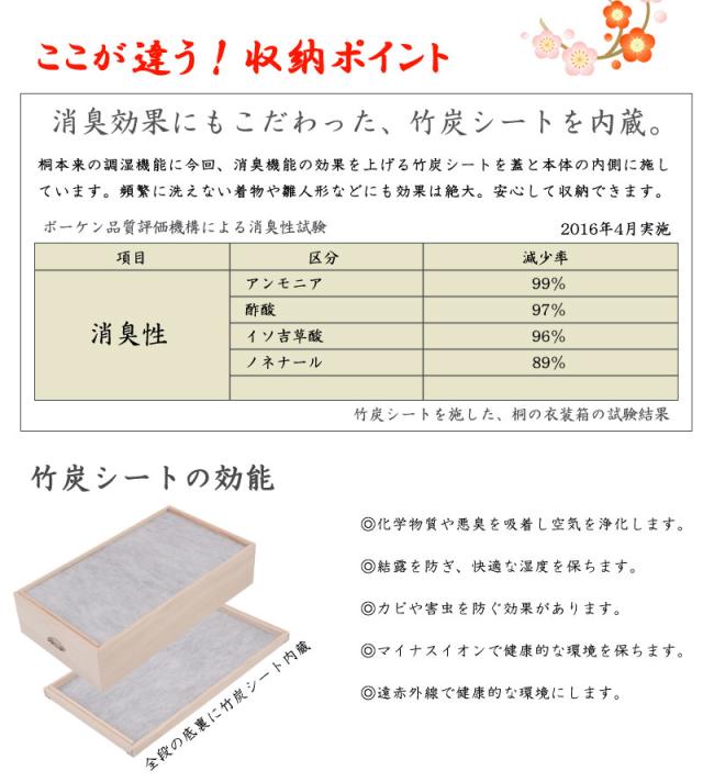 桐製 ひな人形ケース 3段 キャスター付き 【送料無料】 日本製 完成品 桐箱