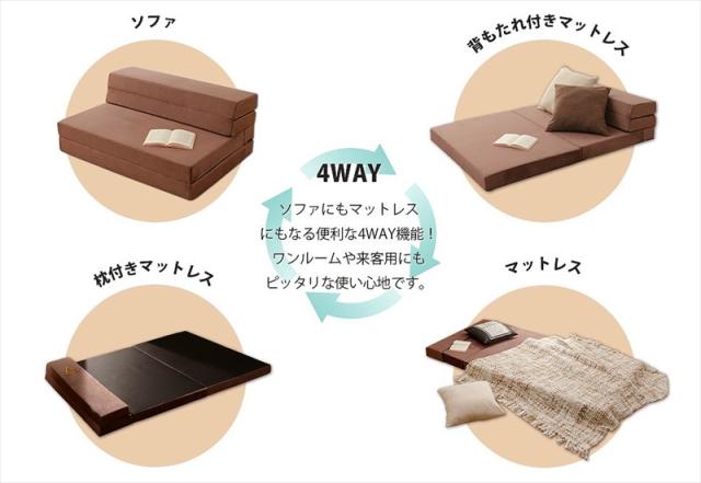 4通りの使い方 折りたたみマットレス シングル 送料無料 ソファー 三つ折り 厚い ウレタン ソファーベッド 変形 安い 激安 1人掛け 日本製 厚手 ベッドマットレス
