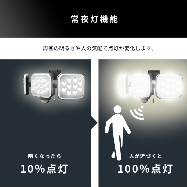 強力照射 4000ルーメン LED センサーライト１４W×３灯 【送料無料】 人感センサー 投光器 フリーアーム LEDライト クランプ 玄関 屋外_4