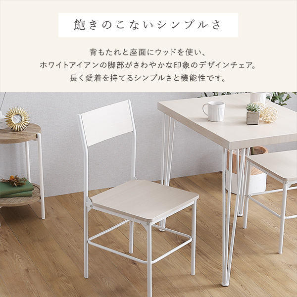 ホワイトアイアンの爽やかさ 2脚セット ダイニングチェア 【送料無料】 北欧 おしゃれ 白 アイアン 木製 モダン スリム スタイリッシュ シンプル インテリア リビング 椅子_4
