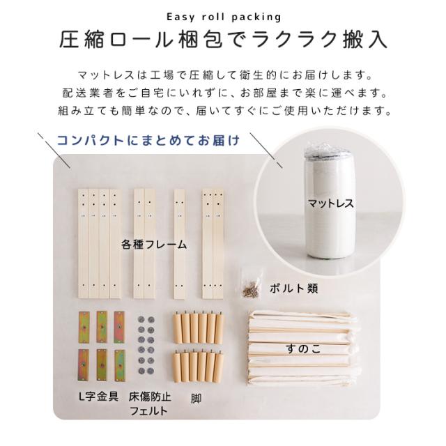 圧縮ロール梱包 脚付きマットレス セミシングル 【送料無料】 高反発