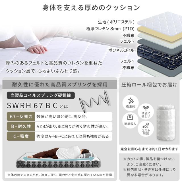 2分で完成 組立簡単ベッド ボンネルコイル マットレス付き ダブル ロータイプ【送料無料】 木製 すのこベッド 宮無し 脚付きベッド シンプル ダブルベッド_8