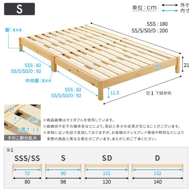 2分で完成 組立簡単 すのこベッド シングル ロータイプ【送料無料】 木製 フレームのみ 宮無し 脚付きベッド シンプル シングルベッド_1