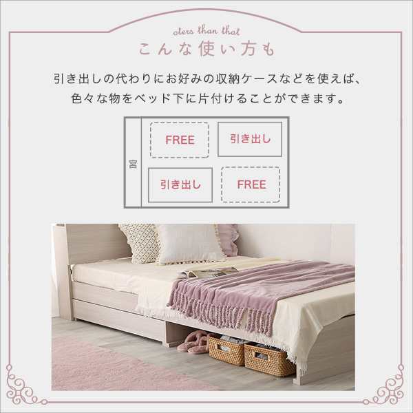 ベッド☆宮棚 コンセント付きチェストベッド フレームのみ シングル