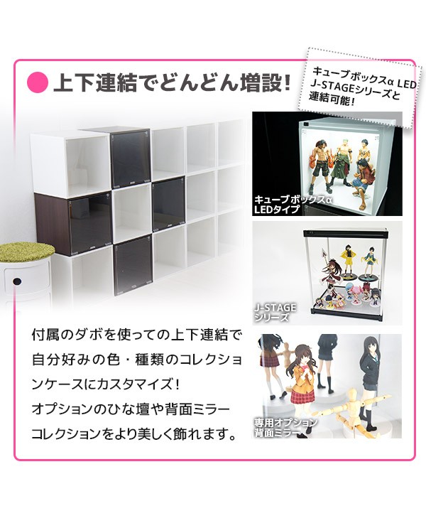 お得な３個セット フィギュアケース キューブボックスα 棚付き コレクションケース アクリル 扉付き 木製 コレクションラック コレクションボード 激安 人形ケース フィギュアラックの通販は