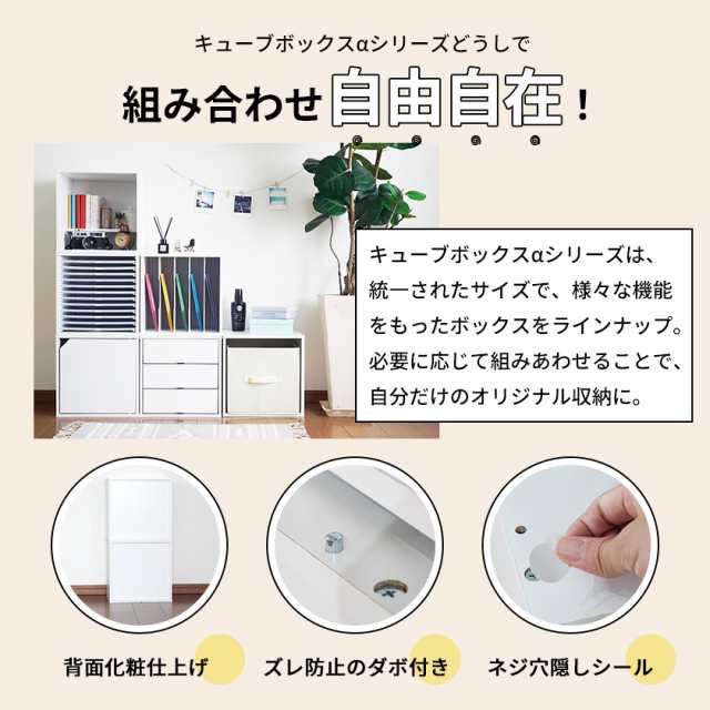 【完成品】 キューブボックスα 仕切りタイプ カラーボックス 仕切り 教科書ラック 本棚 キューブボックス 棚付き 完成品 仕切り板 ファ