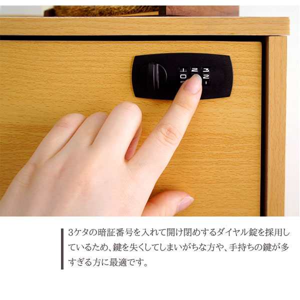 ダイヤル鍵付き 木製ボックス キューブボックスα 鍵付き 収納ボックス 棚 鍵付