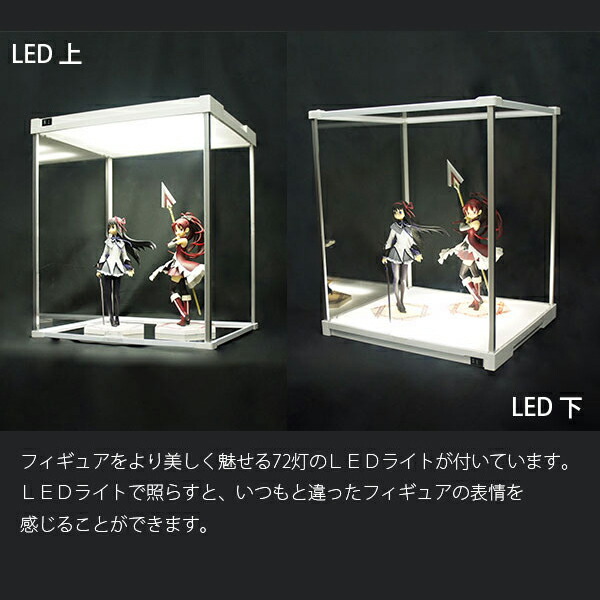 UVカット アクリル コレクションケース Fケース 3段セット・ダブルLED 背面ミラー  フィギュアケース LED コレクションラック コレクションボード アクリルケース ハイタイプ 卓上_4
