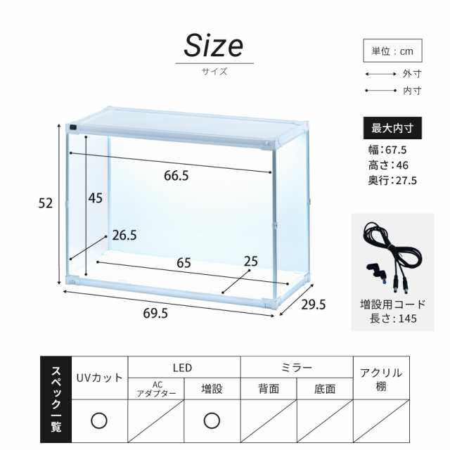 増設用】 フィギュアケース led uvカット 横長 積み重ね コレクション