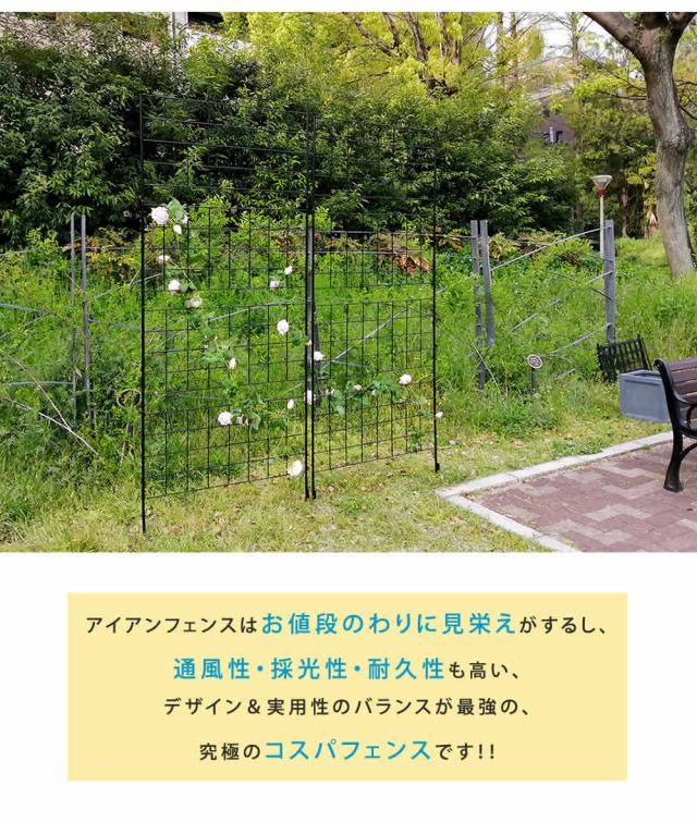 地面に刺すだけ ガーデンフェンス 高さ226 ハイタイプ 単品 【送料無料】 アイアンフェンス 自立 トレリス ホワイト 白 ブラック 黒 エクステリア シンプル 植物 支柱 ラティス_5