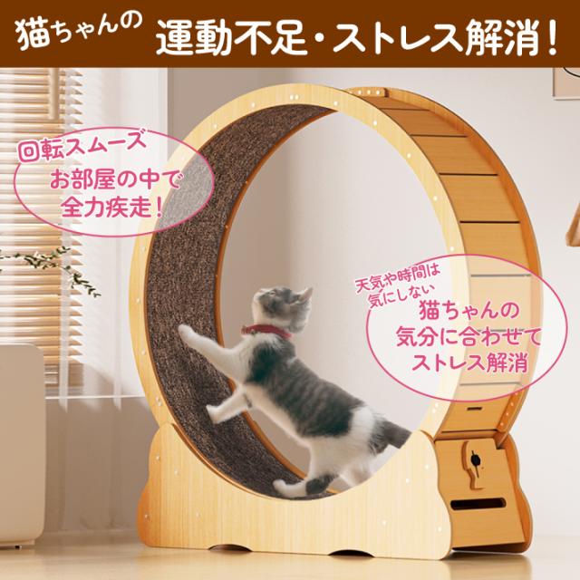 Ciaobot（チャオボット）キャットホイール 猫 ランニングホイール ランニングマシン 大型 110cm XLサイズ 3色から選択可能 ナチュラルウッド ホワイト ブラック_1