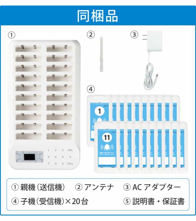 電波法適合】ゲストページャー 呼び出しベル 受信機 20台セット