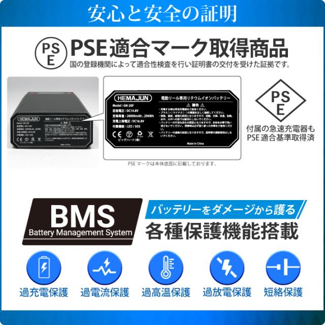 1年保証】【公式】HEMAJUN（ヘマジュン）電動リールバッテリー