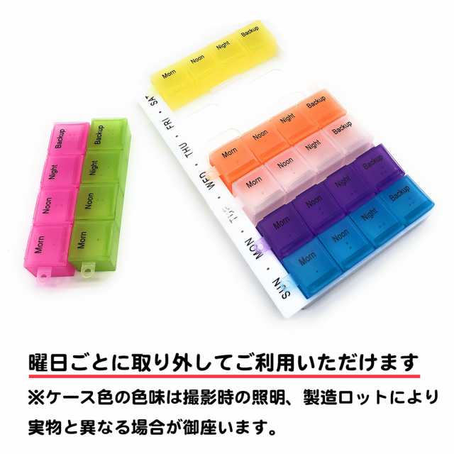 薬ケース ピルケース 曜日表記 1週間 1日2回 くすりいれケース 白黒 薬