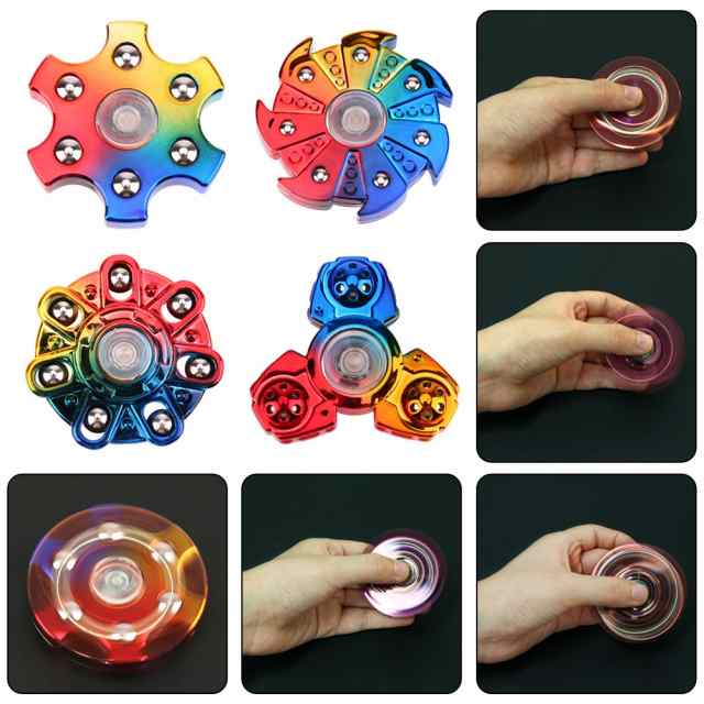 ハンドスピナー Hand Spinner カラフルレインボー メッキ シンプル 指