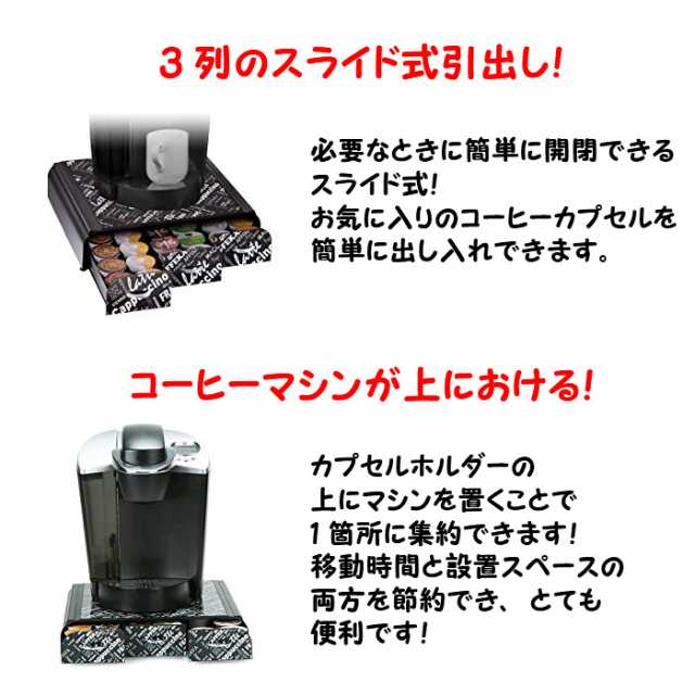 コーヒーカプセルホルダー36個収納 ブラックプリント TRAY6-BLKP