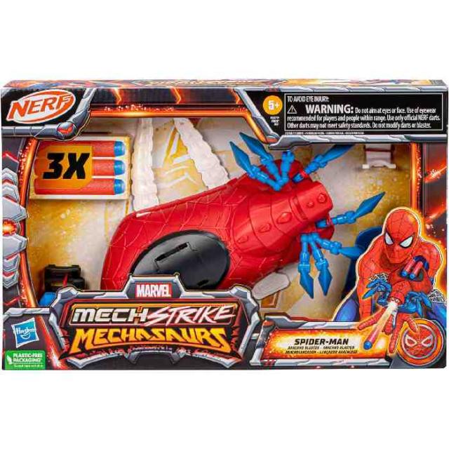 ナーフ マーベル スパイダーマン メック ストライク メカサウルス アラクノ ブラジャーはやりっ子 F6677 並行輸入品 【 ハズブロ マーベル ダーツ火器 ダーツ 人となり作目 なりきり作目 手あそび ナーフブラスター 蜘蛛 くも 】