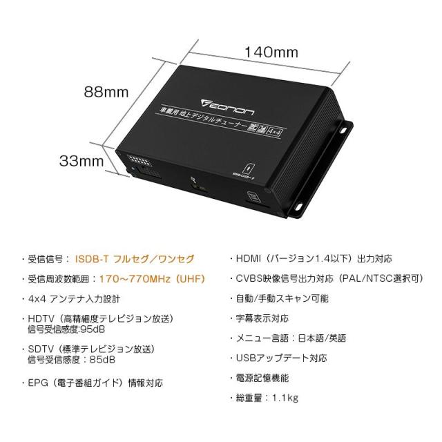 送料無料》EONON 地デジチューナー 最新V0051(A500) 車載用 HDMI