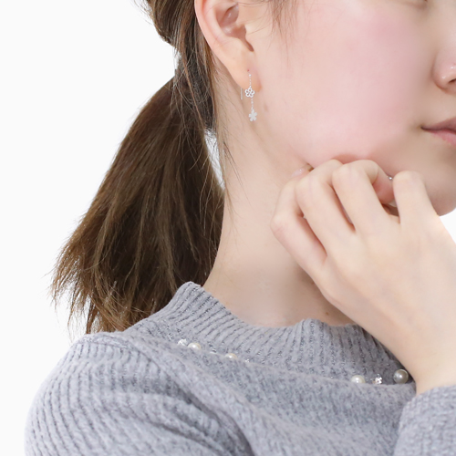 k10WGチェーンピアス ◇K10WG デザインピアス チェーンピアス ブランド