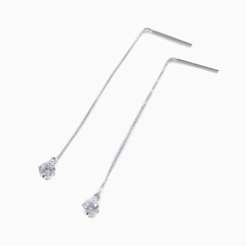 プラチナピアス キュービックジルコニアピアス Pt900 チェーンピアス アメリカン式 Platinum_2