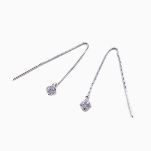 プラチナピアス キュービックジルコニアピアス Pt900 チェーンピアス アメリカン式 Platinum_4