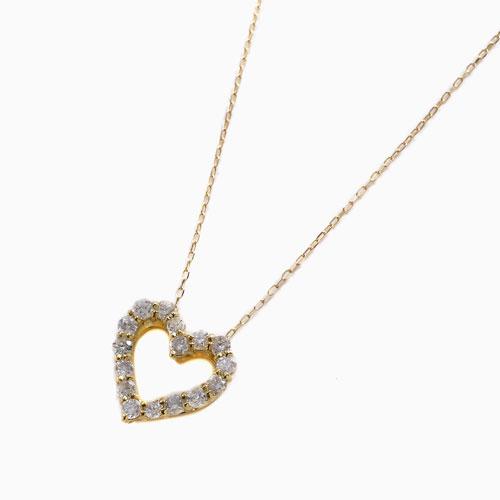 ダイヤモンド ペンダント K18 18金 アズキチェーン ４月誕生石 フラワー ハート Iクラス 0.5ct